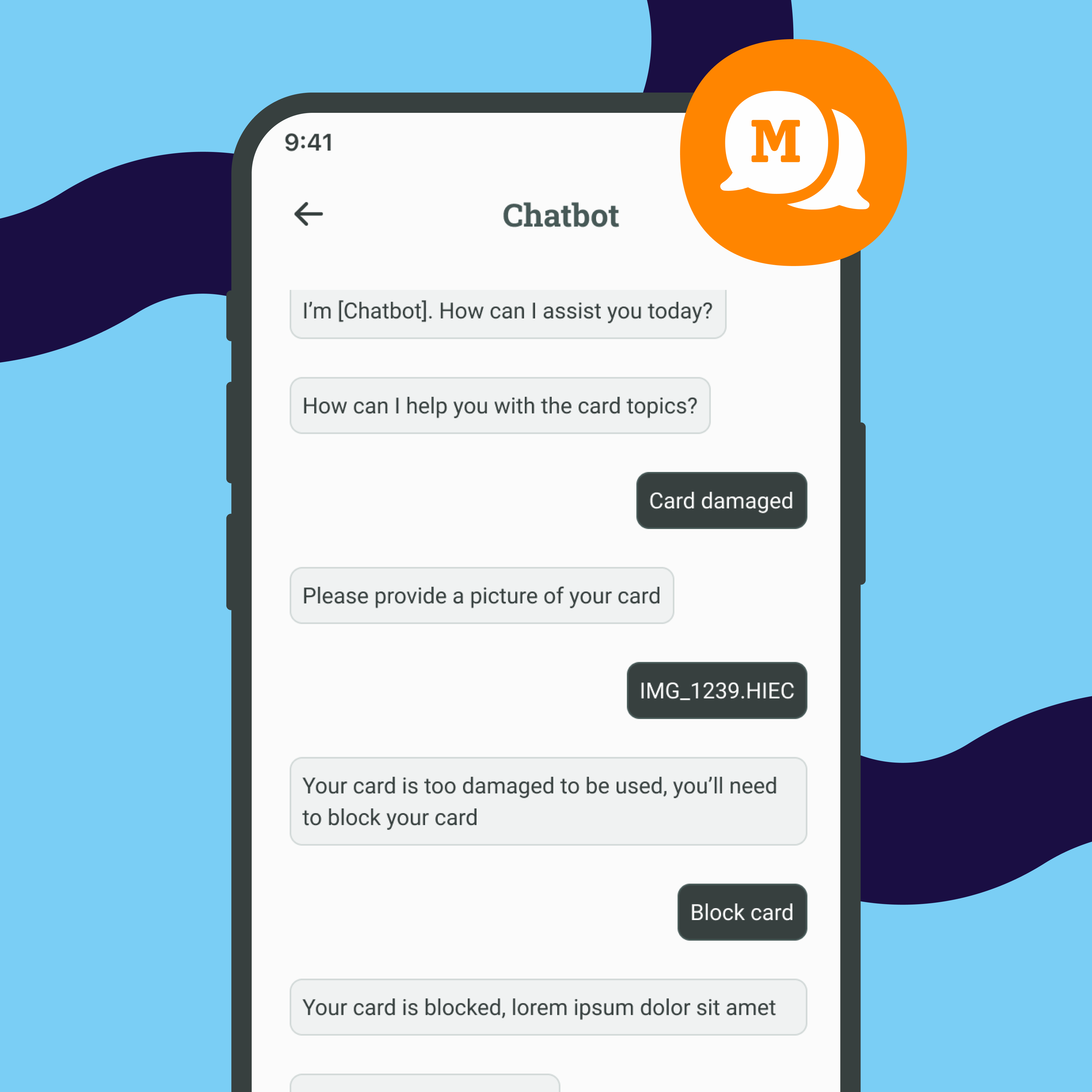 Chatbot screen in the Monizze app