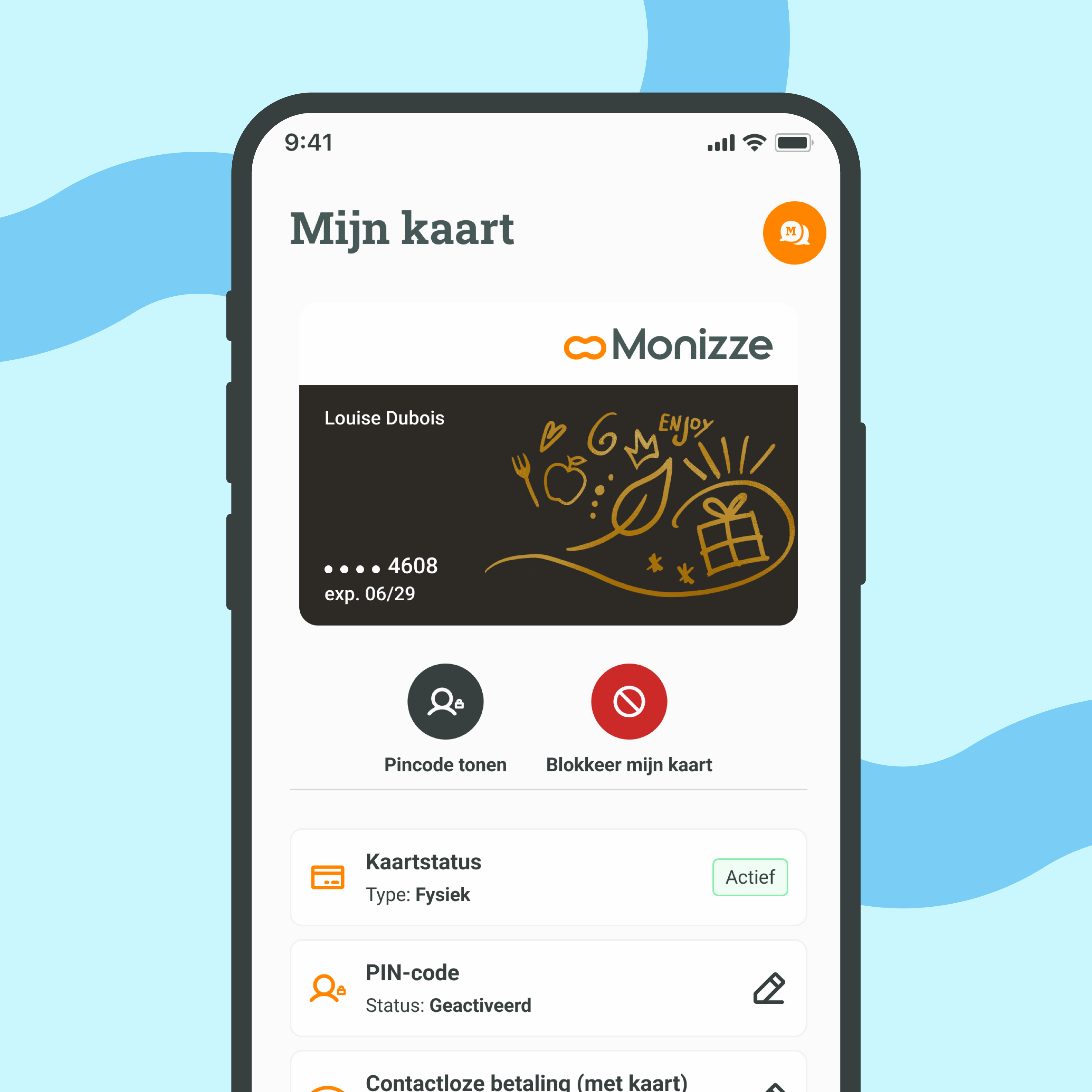 Kaartscherm van de Monizze-app